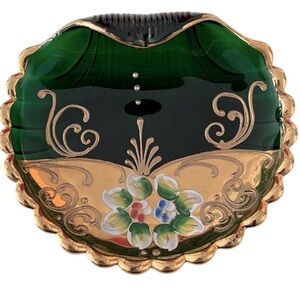 Vintage Hand-Painted Murano Glass Trinket Holder Shell Shape | Made in Italy